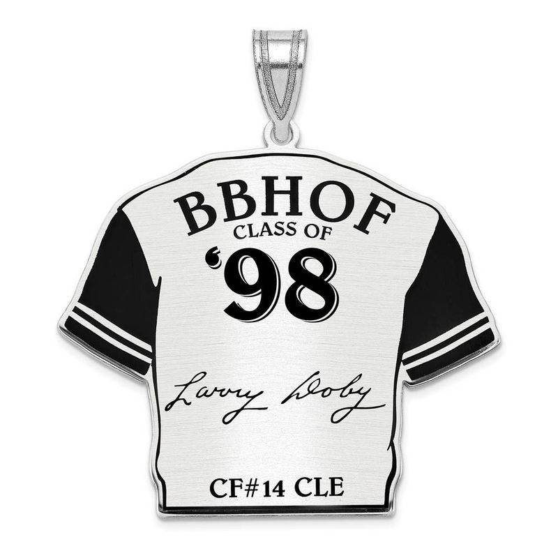 Sterling Silver Larry Doby Signature Enamel Jersey Pendant